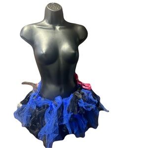 Handmade one of a kind blue and Black Tulle Skirt